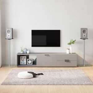 vidaXL Luidsprekerstandaards 2 st 1 pijler gehard glas zilverkleurig vidaXL